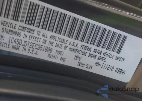 2014 Dodge Durango Limited from USA, damaged, VIN 1C4SDJDT2EC351800